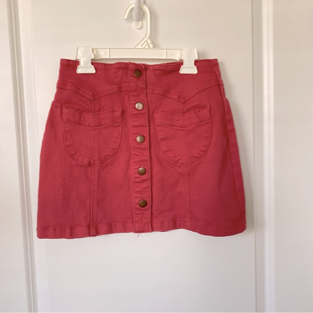 Nantucket Red Forever 21 Button Front Mini Skirt, Size 26